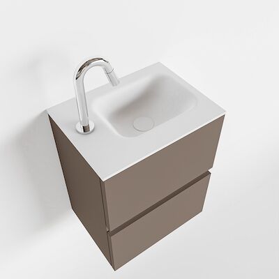 MONDIAZ ADA 40cm toiletmeubel smoke. LEX wastafel talc links 1 kraangat