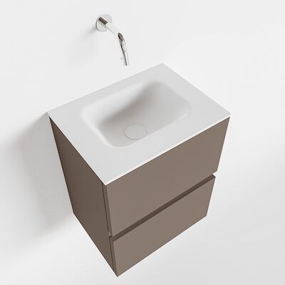 MONDIAZ ADA 40cm toiletmeubel smoke. LEX wastafel talc midden zonder kraangat