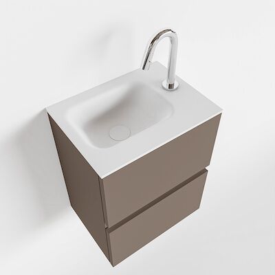 MONDIAZ ADA 40cm toiletmeubel smoke. LEX wastafel talc rechts 1 kraangat