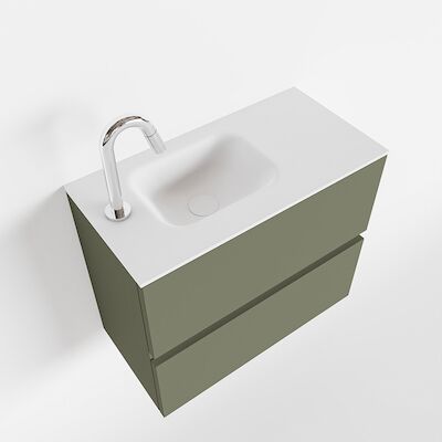 MONDIAZ ADA 60cm toiletmeubel army. LEX wastafel talc links 1 kraangat