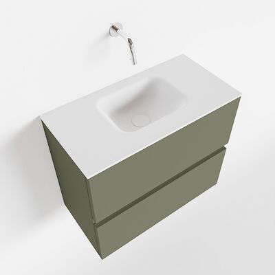 MONDIAZ ADA 60cm toiletmeubel army. LEX wastafel talc midden zonder kraangat