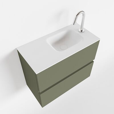 MONDIAZ ADA 60cm toiletmeubel army. LEX wastafel talc rechts 1 kraangat