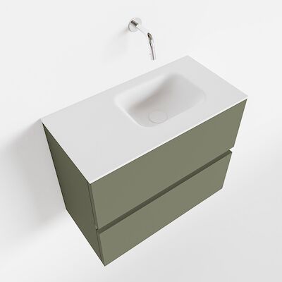 MONDIAZ ADA 60cm toiletmeubel army. LEX wastafel talc rechts zonder kraangat