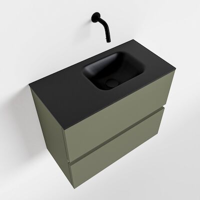 MONDIAZ ADA 60cm toiletmeubel army. LEX wastafel urban rechts zonder kraangat