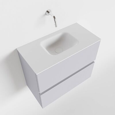 MONDIAZ ADA 60cm toiletmeubel cale. LEX wastafel talc midden zonder kraangat