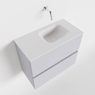 MONDIAZ ADA 60cm toiletmeubel cale. LEX wastafel talc rechts zonder kraangat