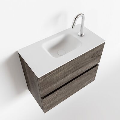 MONDIAZ ADA 60cm toiletmeubel dark brown. LEX wastafel talc midden 1 kraangat