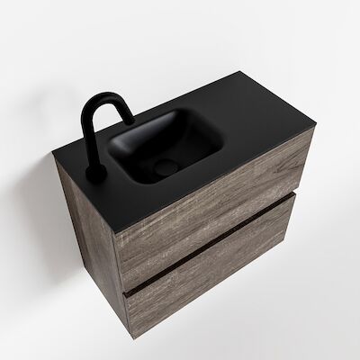 MONDIAZ ADA 60cm toiletmeubel dark brown. LEX wastafel urban links 1 kraangat