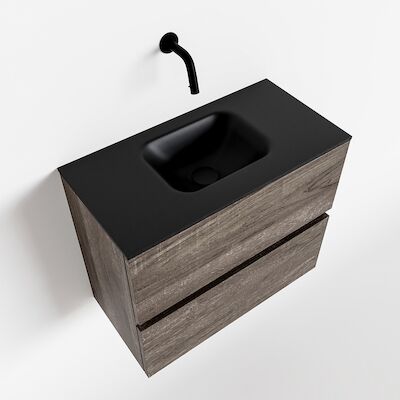 MONDIAZ ADA 60cm toiletmeubel dark brown. LEX wastafel urban midden zonder kraangat