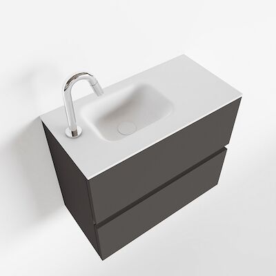 MONDIAZ ADA 60cm toiletmeubel dark grey. LEX wastafel talc links 1 kraangat