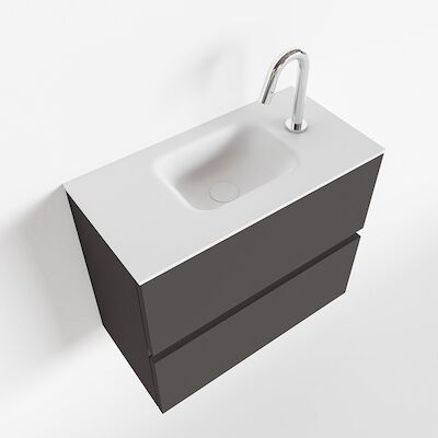 MONDIAZ ADA 60cm toiletmeubel dark grey. LEX wastafel talc midden 1 kraangat
