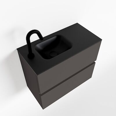 MONDIAZ ADA 60cm toiletmeubel dark grey. LEX wastafel urban links 1 kraangat