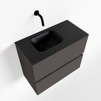 MONDIAZ ADA 60cm toiletmeubel dark grey. LEX wastafel urban links zonder kraangat