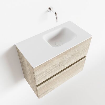 MONDIAZ ADA 60cm toiletmeubel light brown grey. LEX wastafel talc rechts zonder kraangat
