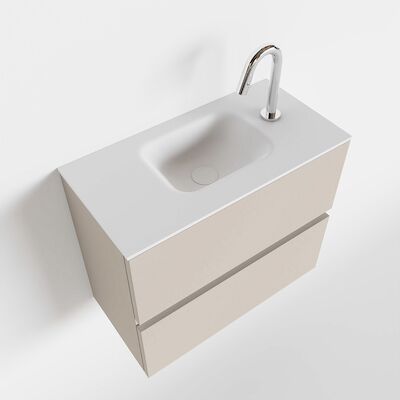 MONDIAZ ADA 60cm toiletmeubel linen. LEX wastafel talc midden 1 kraangat