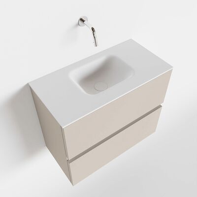 MONDIAZ ADA 60cm toiletmeubel linen. LEX wastafel talc midden zonder kraangat