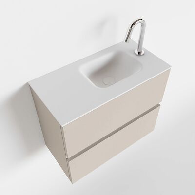 MONDIAZ ADA 60cm toiletmeubel linen. LEX wastafel talc rechts 1 kraangat