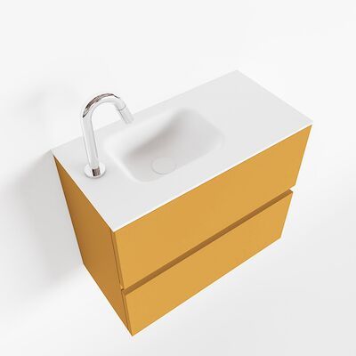 MONDIAZ ADA 60cm toiletmeubel ocher. LEX wastafel talc links 1 kraangat