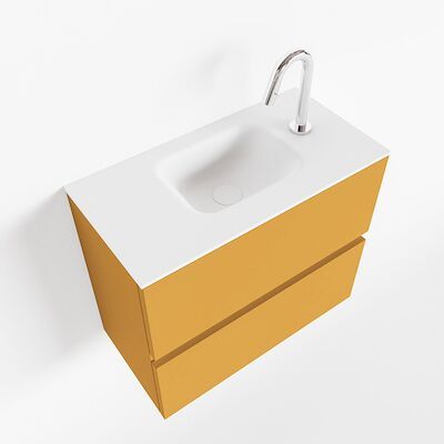 MONDIAZ ADA 60cm toiletmeubel ocher. LEX wastafel talc midden 1 kraangat