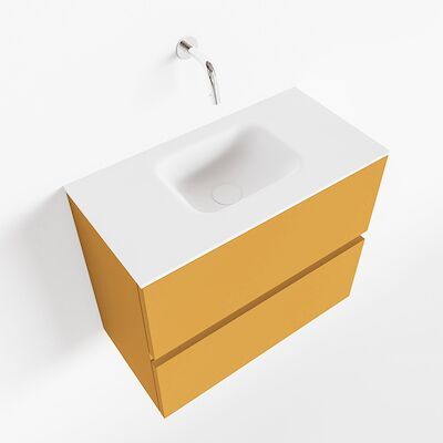 MONDIAZ ADA 60cm toiletmeubel ocher. LEX wastafel talc midden zonder kraangat