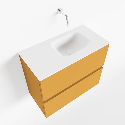 MONDIAZ ADA 60cm toiletmeubel ocher. LEX wastafel talc rechts zonder kraangat
