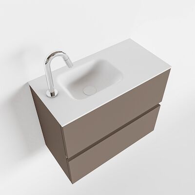 MONDIAZ ADA 60cm toiletmeubel smoke. LEX wastafel talc links 1 kraangat