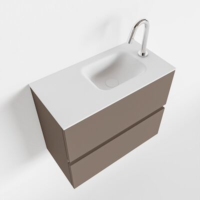 MONDIAZ ADA 60cm toiletmeubel smoke. LEX wastafel talc rechts 1 kraangat