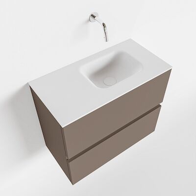 MONDIAZ ADA 60cm toiletmeubel smoke. LEX wastafel talc rechts zonder kraangat