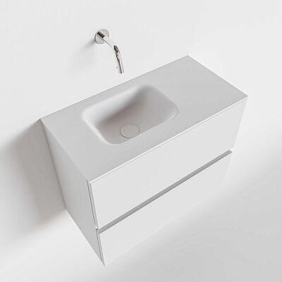 MONDIAZ ADA 60cm toiletmeubel talc. LEX wastafel talc links zonder kraangat