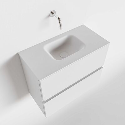 MONDIAZ ADA 60cm toiletmeubel talc. LEX wastafel talc midden zonder kraangat