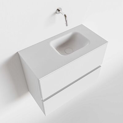 MONDIAZ ADA 60cm toiletmeubel talc. LEX wastafel talc rechts zonder kraangat
