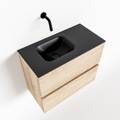 MONDIAZ ADA 60cm toiletmeubel washed oak. LEX wastafel urban links zonder kraangat