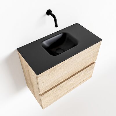 MONDIAZ ADA 60cm toiletmeubel washed oak. LEX wastafel urban midden zonder kraangat