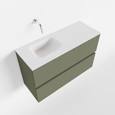 MONDIAZ ADA 80cm toiletmeubel army. LEX wastafel talc links zonder kraangat