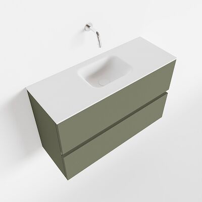 MONDIAZ ADA 80cm toiletmeubel army. LEX wastafel talc midden zonder kraangat