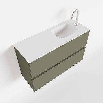MONDIAZ ADA 80cm toiletmeubel army. LEX wastafel talc rechts 1 kraangat