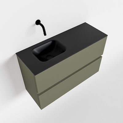 MONDIAZ ADA 80cm toiletmeubel army. LEX wastafel urban links zonder kraangat