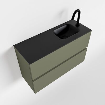 MONDIAZ ADA 80cm toiletmeubel army. LEX wastafel urban rechts 1 kraangat