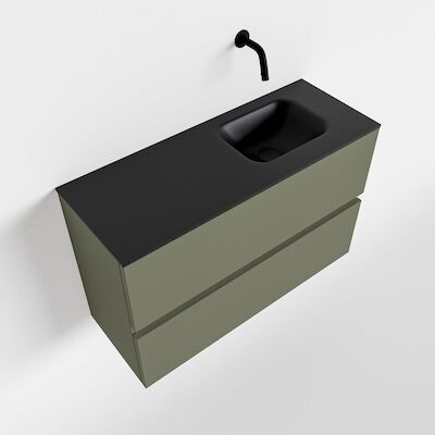 MONDIAZ ADA 80cm toiletmeubel army. LEX wastafel urban rechts zonder kraangat