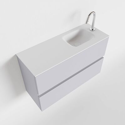 MONDIAZ ADA 80cm toiletmeubel cale. LEX wastafel talc rechts 1 kraangat