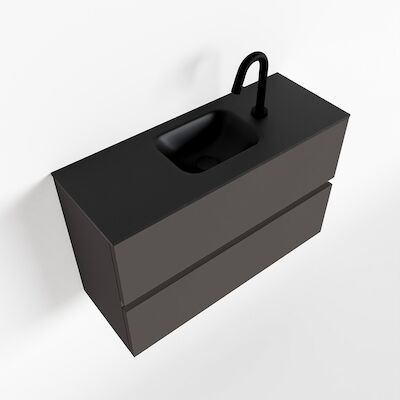 MONDIAZ ADA 80cm toiletmeubel dark grey. LEX wastafel urban midden 1 kraangat