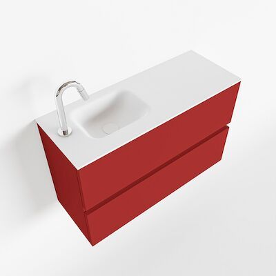 MONDIAZ ADA 80cm toiletmeubel fire. LEX wastafel talc links 1 kraangat