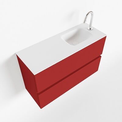 MONDIAZ ADA 80cm toiletmeubel fire. LEX wastafel talc rechts 1 kraangat