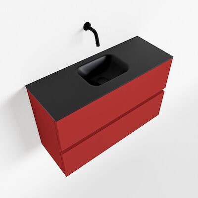 MONDIAZ ADA 80cm toiletmeubel fire. LEX wastafel urban midden zonder kraangat