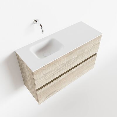 MONDIAZ ADA 80cm toiletmeubel light brown grey. LEX wastafel talc links zonder kraangat