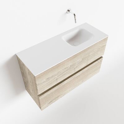 MONDIAZ ADA 80cm toiletmeubel light brown grey. LEX wastafel talc rechts zonder kraangat