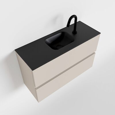MONDIAZ ADA 80cm toiletmeubel linen. LEX wastafel urban midden 1 kraangat