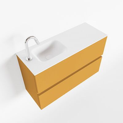 MONDIAZ ADA 80cm toiletmeubel ocher. LEX wastafel talc links 1 kraangat