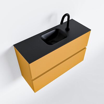 MONDIAZ ADA 80cm toiletmeubel ocher. LEX wastafel urban midden 1 kraangat