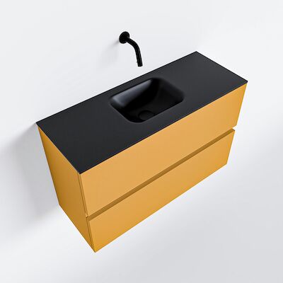 MONDIAZ ADA 80cm toiletmeubel ocher. LEX wastafel urban midden zonder kraangat